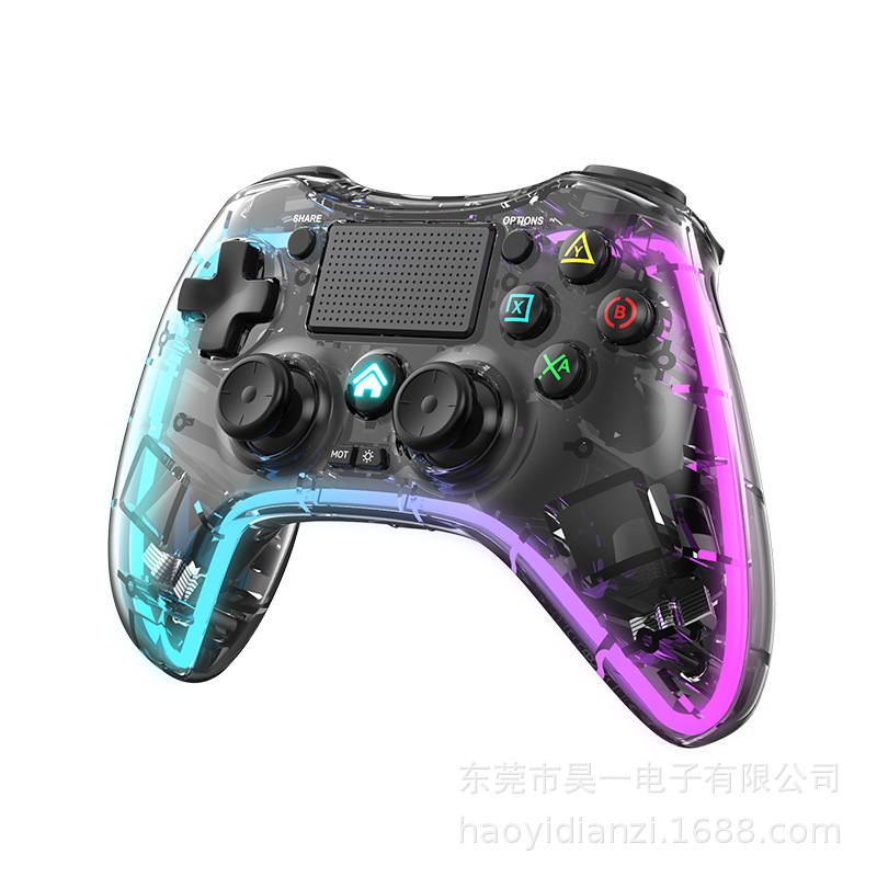 Fábrica al por mayor PS4 modelo privado transparente RGB inalámbrico 2,4g Bluetooth GamePad PC ordenador NS TV PS Android