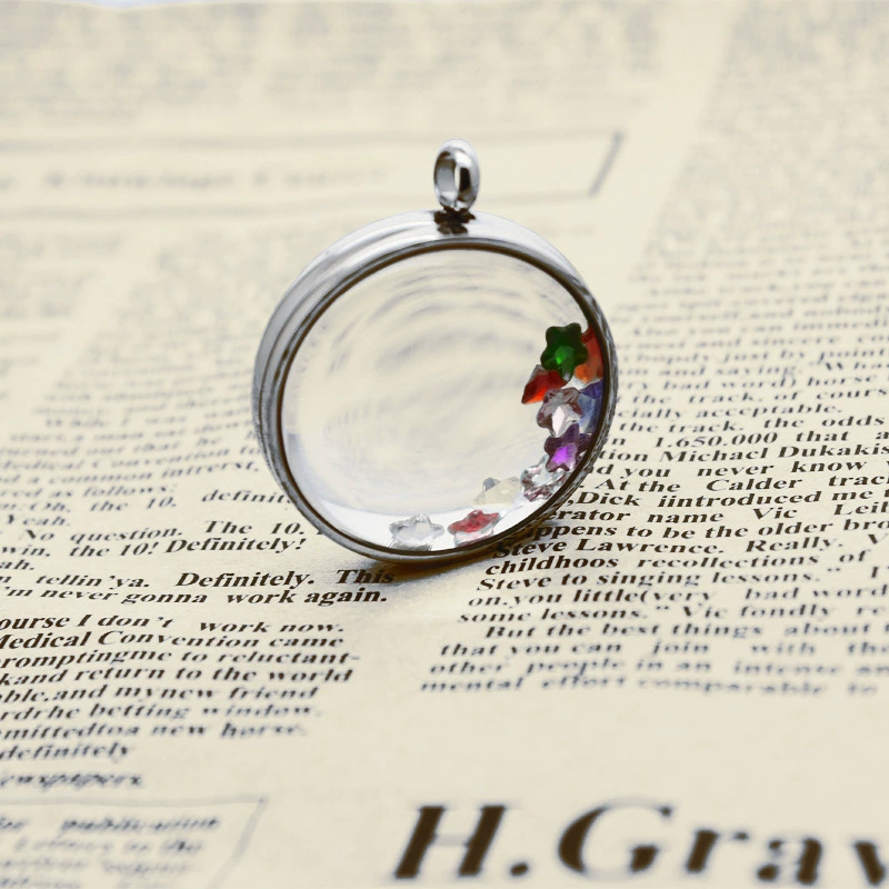 Круглая изогнутая стеклянная фазовая коробка FLOATING LOCKET Толстое стекло Gawu Box Подвеска Ms. Cinnabar