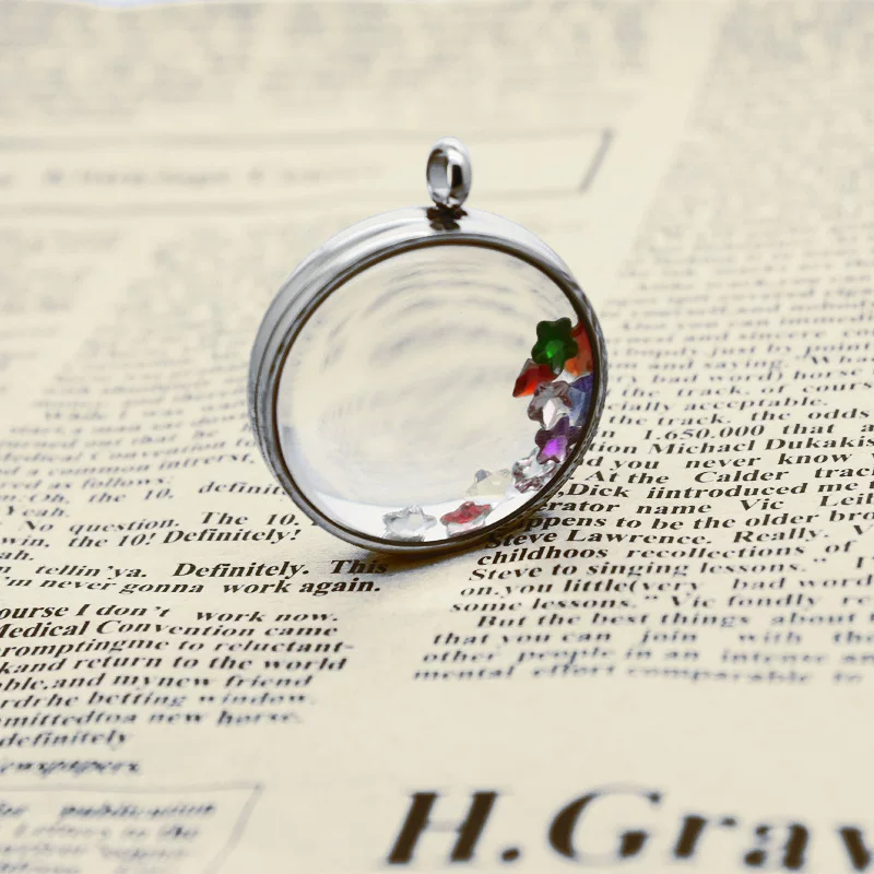 Круглая изогнутая стеклянная фазовая коробка FLOATING LOCKET Толстое стекло Gawu Box Подвеска Ms. Cinnabar