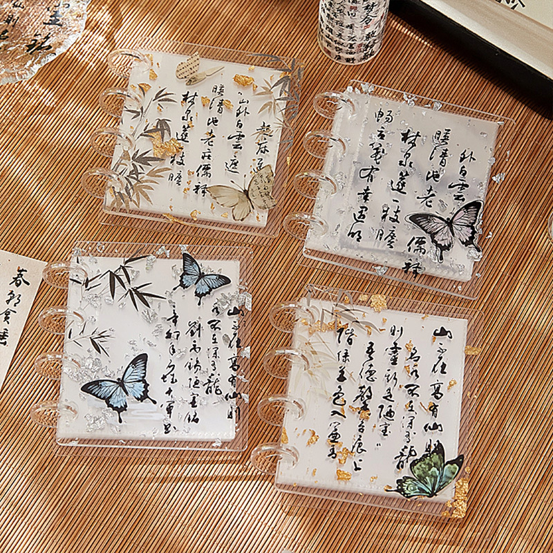 Nuevo libro de tarjetas de acrílico de hoja de oro chino, estilo chino, 3 pulgadas, colección de tarjetas pequeñas, hojas sueltas