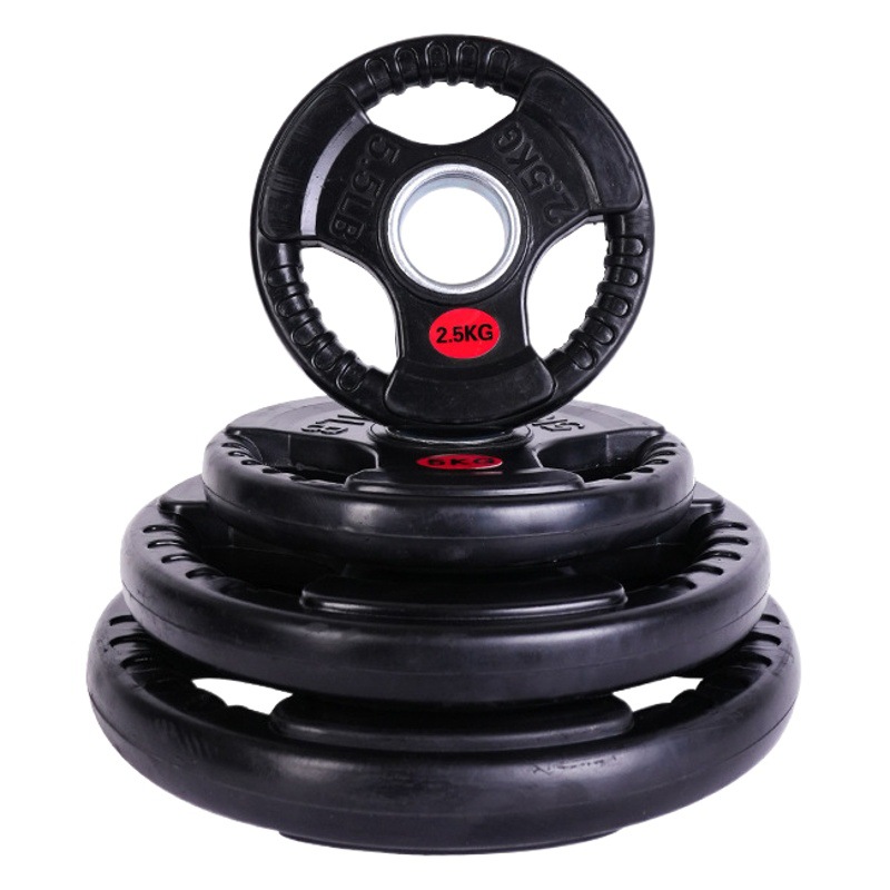 Tabletas de barra encapsulado de plástico de tres orificios, peso de gimnasio, levantamiento de pesas, agujeros grandes, tabletas austriacos, entrenamiento competitivo, película de agarre de mano de goma