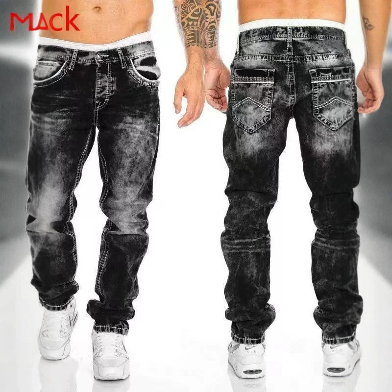 Cross-Border Exclusive Supply: Men's Straight-Leg Denim Jeans, Washed and Vintage-Style, Direct from the Manufacturer, In-Stock Items Cross-Border Exclusive Supply: Men's Straight-Leg Denim Jeans, Washed and Vintage-Style, Direct from the Manufacturer, In-Stock Items