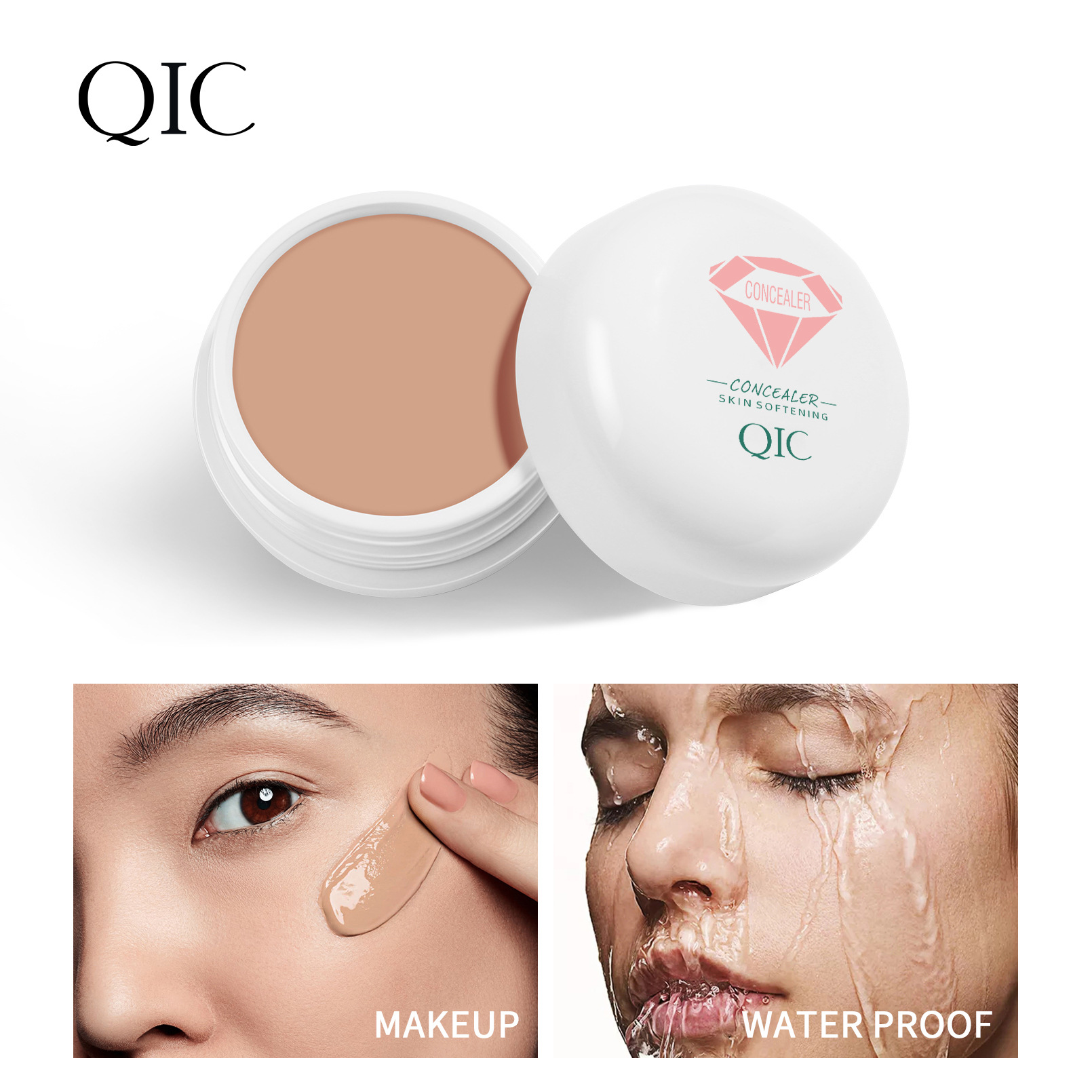 Qic Concealer Freckles Concealer Foundation Cream Dark Circles and Acne Marks Non-Removing Makeup Waterproof Face Three-Color Makeup Covering Tattoo