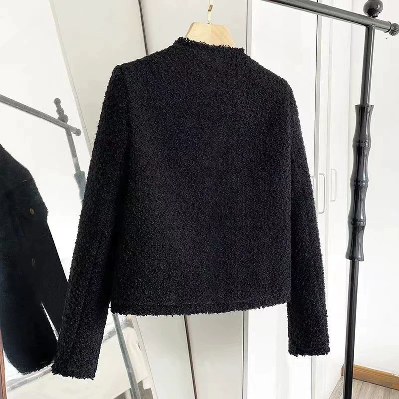 Весенне-осенняя черная тонкая короткая куртка, в стиле Chanel, французский стиль, тренд сезона