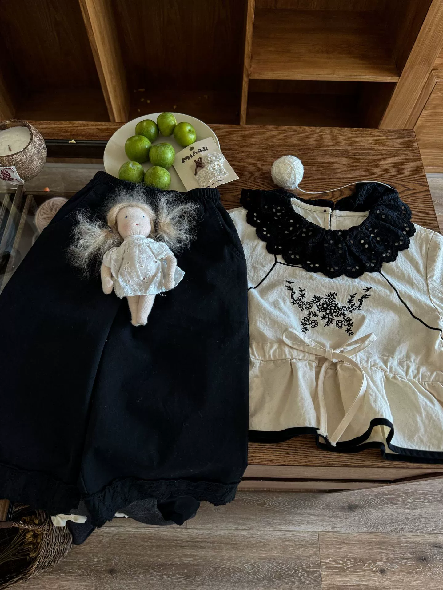 Осенний кукла, детская рубашка, детская одежда, корейский стиль, с вышивкой