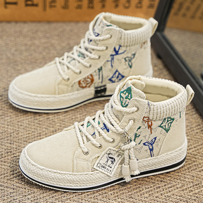 Velocidad de tela de meandarra, zapatos casuales para hombres de alto nivel, nuevos zapatos deportivos retro diarios de alta altura de otoño.