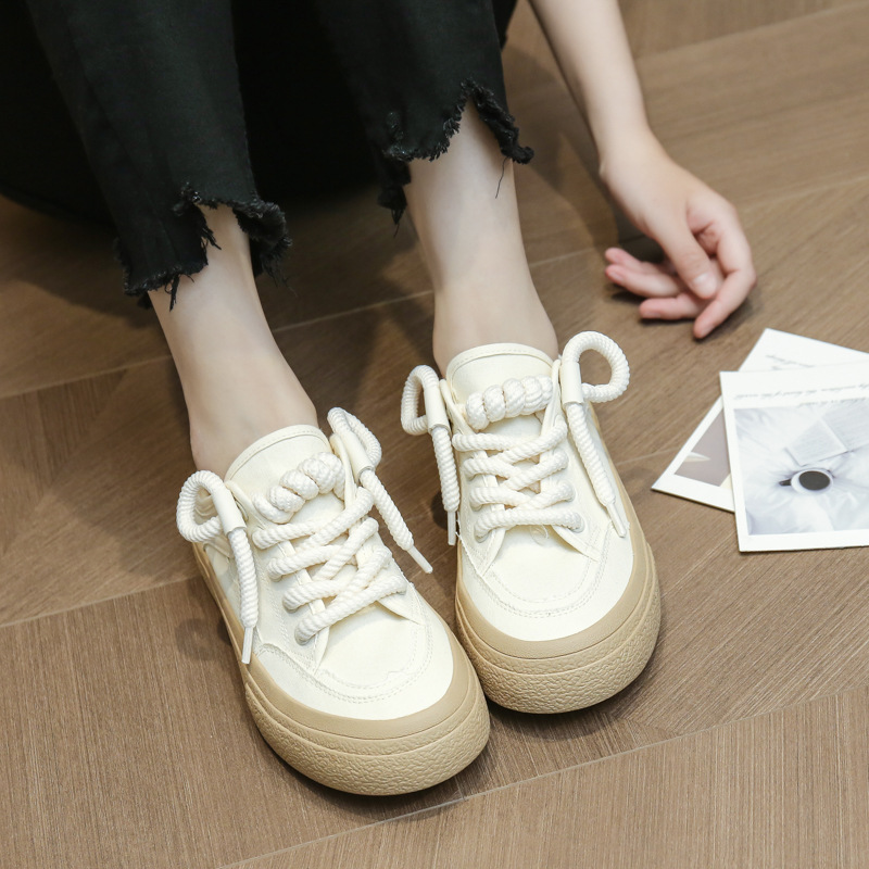 VASIBAEN Niche Design Half-support 2023 Poletje Novi platneni čevlji Lazy One pedal all-match superge trend_voghion.com