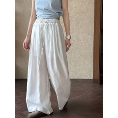 鹿西日系山本ズボンはカジュアルで痩せているワイドパンツの女性夏の通勤綿ラミー麻ズボンの薄いタイプ1877