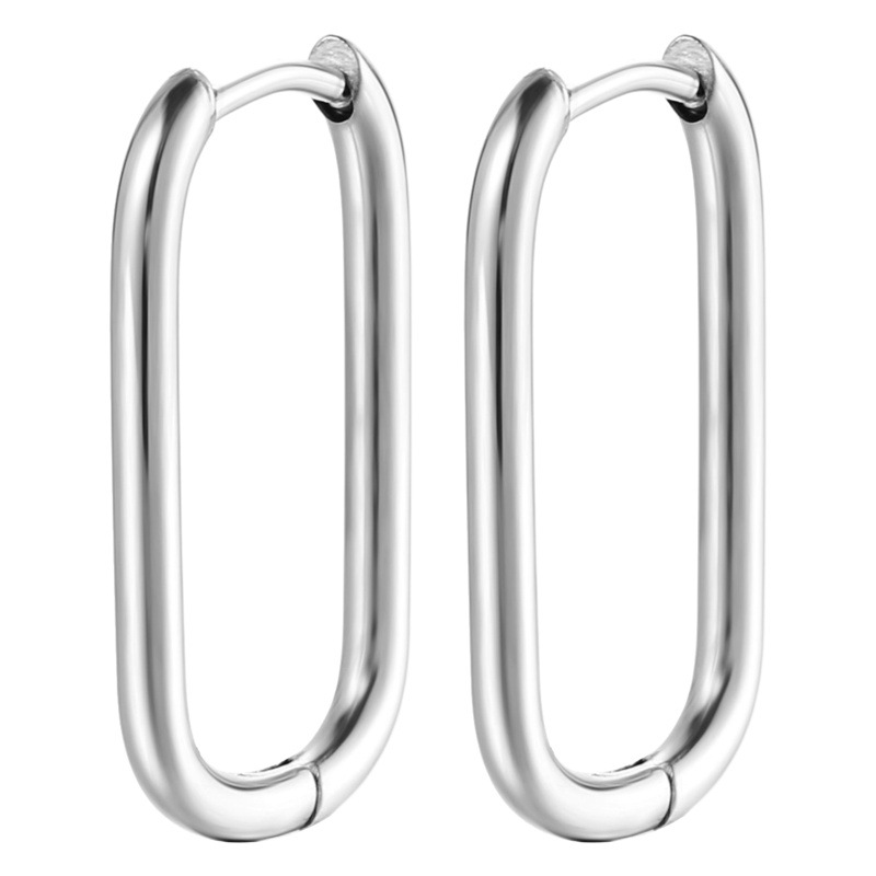 クロスボーダーオーバルステンレス鋼耳バックルヨーロッパとアメリカのファッションスタイル U 字型ゴールドイヤリング女性の多用途 18 K 耳ジュエリー卸売