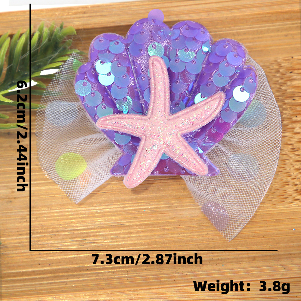 Cartoon shell starfish clip de pelo tema mar decoración de fiesta de cumpleaños clip de pelo borde clip de sequela clip de pelo