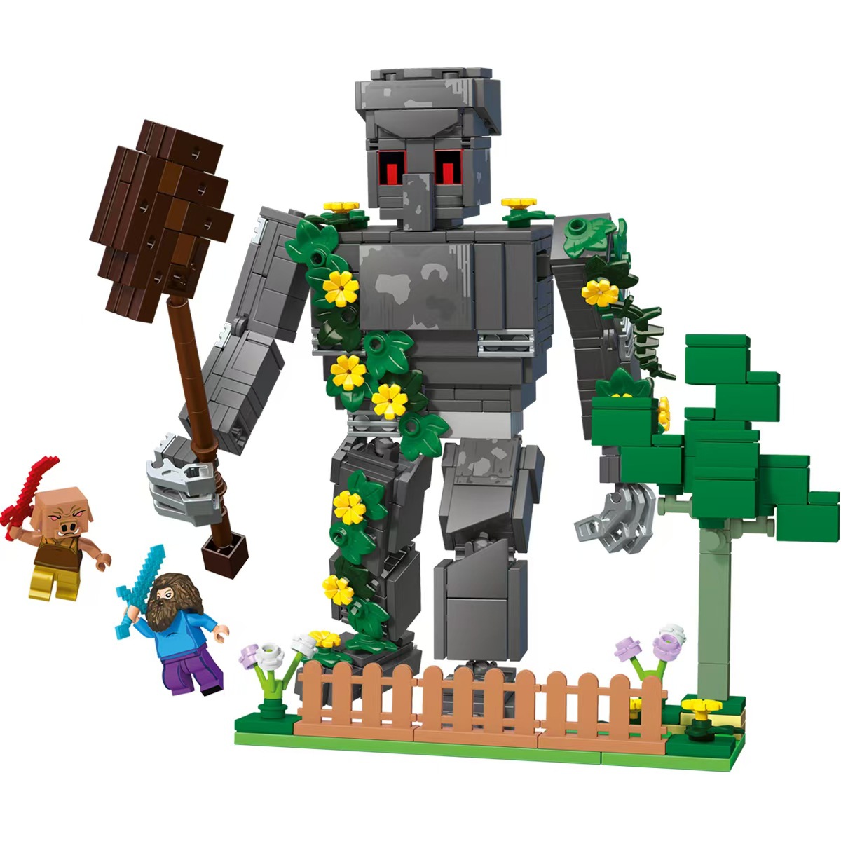 クロスボーダーのエビの皮の子供の世界の積み木は人の子の機関の洞窟のモカの村の鉱山の男の子のおもちゃをつづり合わせます。