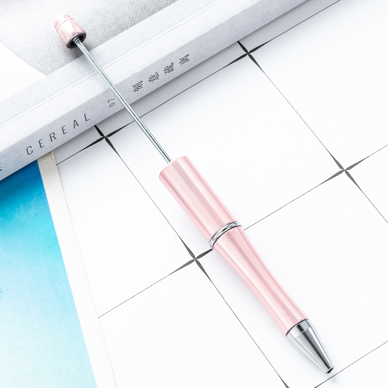 Nuevo bolígrafo de cuentas en stock UV galvanizado DIY creativo bolígrafo de cuentas de plástico imprimible al por mayor bolígrafo