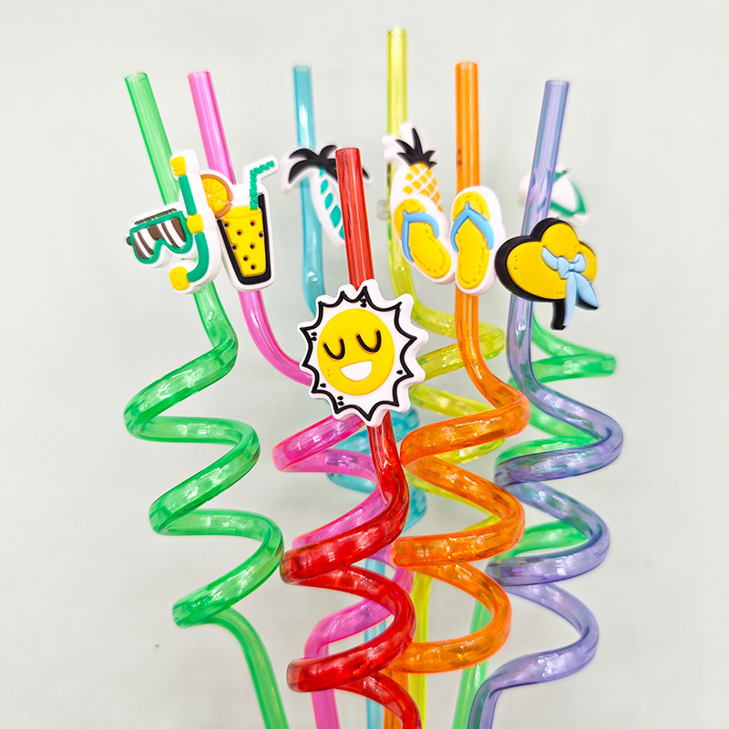 Pajitas de fiesta de piscina de playa de verano transfronterizas reutilizables Pajitas curvas divertidas para niños Decoración de fiesta al por mayor