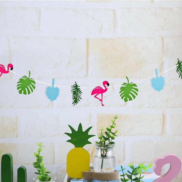 Hawaiano tropical Estilo nórdico decoración del partido tire bandera Flamingo piña cactus cumpleaños boda escena diseño