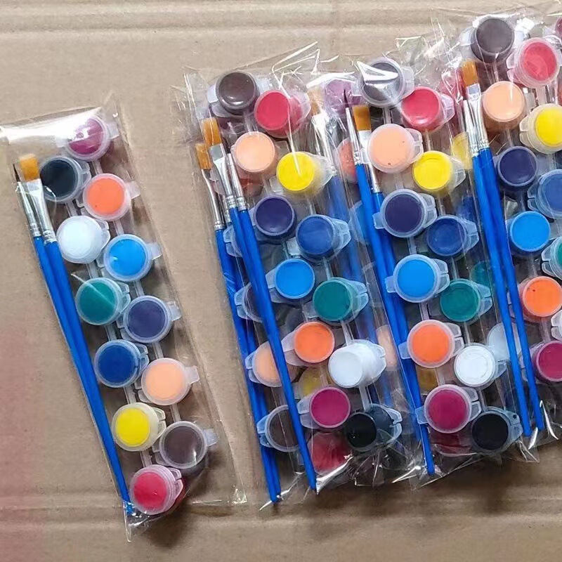 Factory Direct Sales Wholesale Solid Acrylic Paint Strips Kidsren's Paint Dolls 12 Colors DIY Stone Painting Small Box
