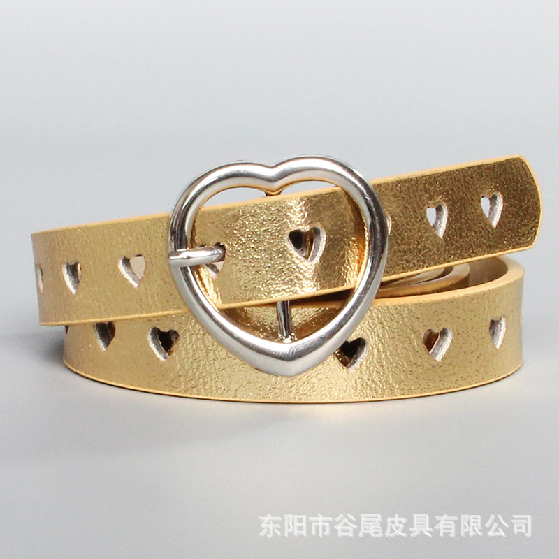 Estilo de comercio exterior personalizado Cinturón fino hueco creativo estrella de cinco puntas cinturón de diseño hueco en forma de corazón al por mayor femenino