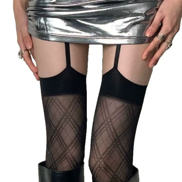 Fashionable sexy knee socks with diamond pattern, lifting effect