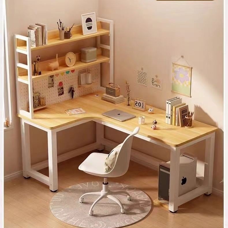 L-shaped corner desk hole board bookshelf integrated corner computer…