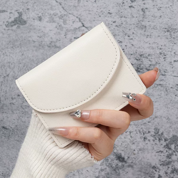 Korean Ins Style Short Small Card Holder Portable Compact Pure Color Simple Girls New Pu Leather Id Coin Purse