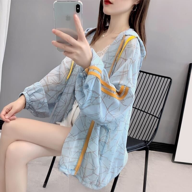 Hooded Sun Protection Jacket for Women 2026 Short Loose Style Trendy Summer Long Sleeve Transparent Cardigan Sun Protection Clothing Thin Style Hooded Sun Protection Jacket for Women 2026 Short Loose Style Trendy Summer Long Sleeve Transparent Cardigan Sun Protection Clothing Thin Style