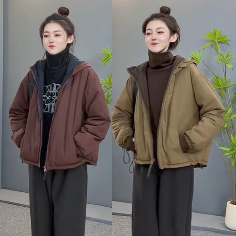 Reversible Cotton-Padded Jacket Women's Short 2025 Autumn and Winter New Style Small Casual Loose Lightweight Small Cotton-Padded Jacket