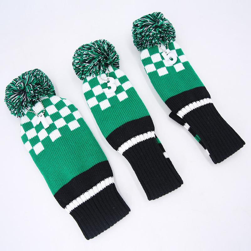 Cubierta de club de golf de punto transfronterizo N ° 1 N ° 3 N ° 5 cubierta protectora de poste de madera cubierta de tapa de felpa verde fábrica al por mayor