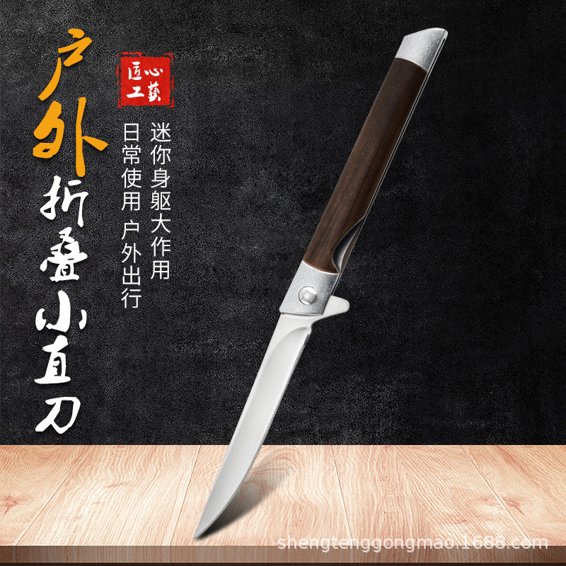 Cuchillo de frutas plegable de acero inoxidable portátil al aire libre camping multifuncional carne, verduras y frutas cortadas cortadas cuchillo de frutas