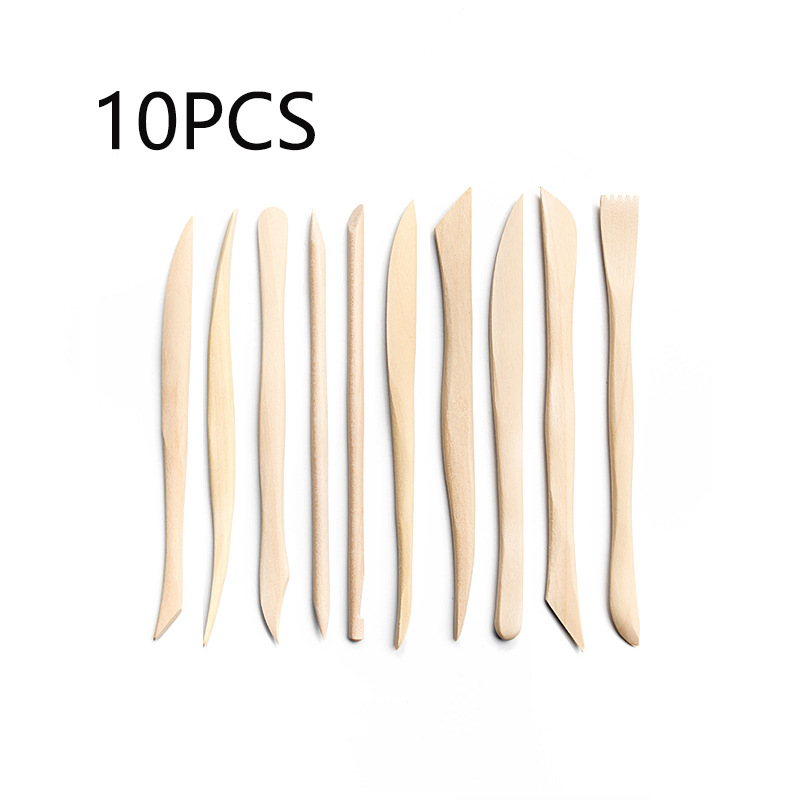 跨境陶泥工具10件套装粘土石塑雕刻刀陶艺木质DIY手工刀厂家批发