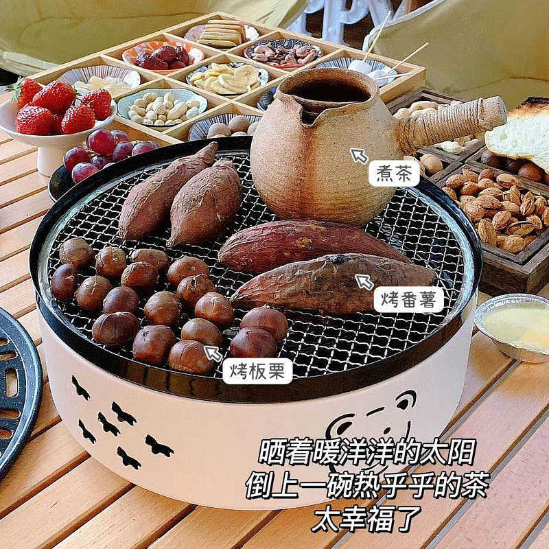 燒烤爐子戶外露營圍爐煮茶家用室內烤盤碳烤爐不鏽鋼便攜式烤肉爐