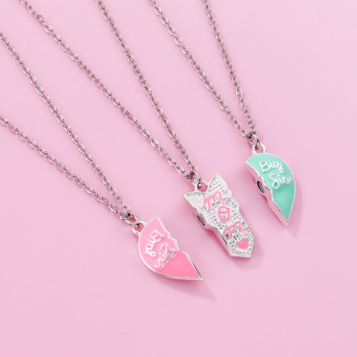 Cartoon Style Heart Shape Alloy Enamel Plating Mother's Day Mother&daughter Mother&son Pendant Necklace display picture 3