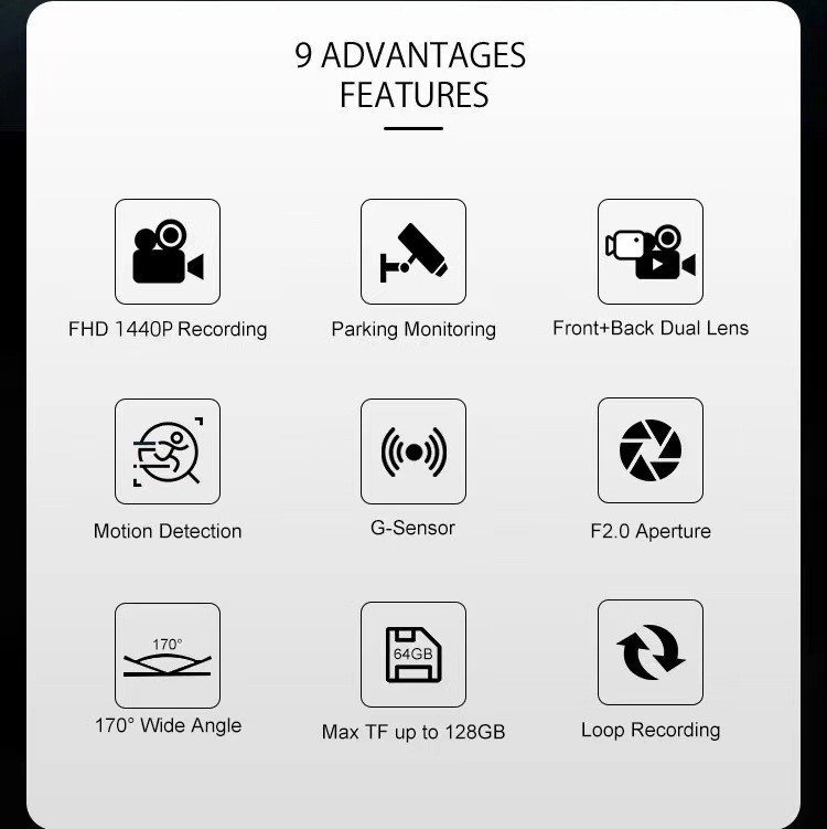Cross-border hot 4K streaming media 12-inch driving recorder full-screen touch front and rear dual-lens HD video WIFI