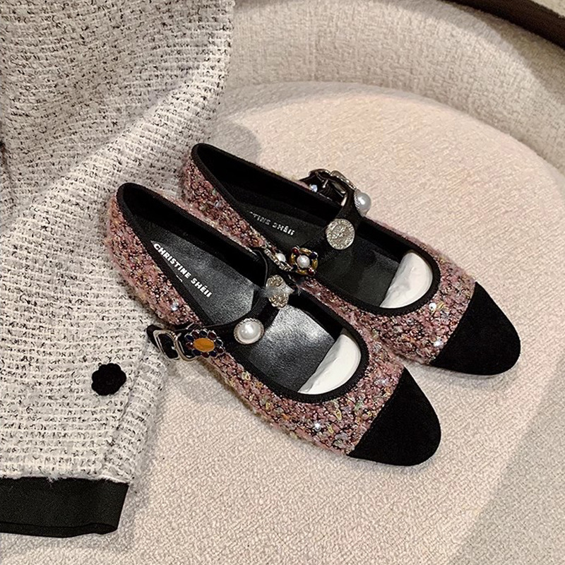 Suzanne Princess ~ pequeño viento fragrante tece insignia botón Mary Jane zapatos de boda zapatos planos zapatos de mujer