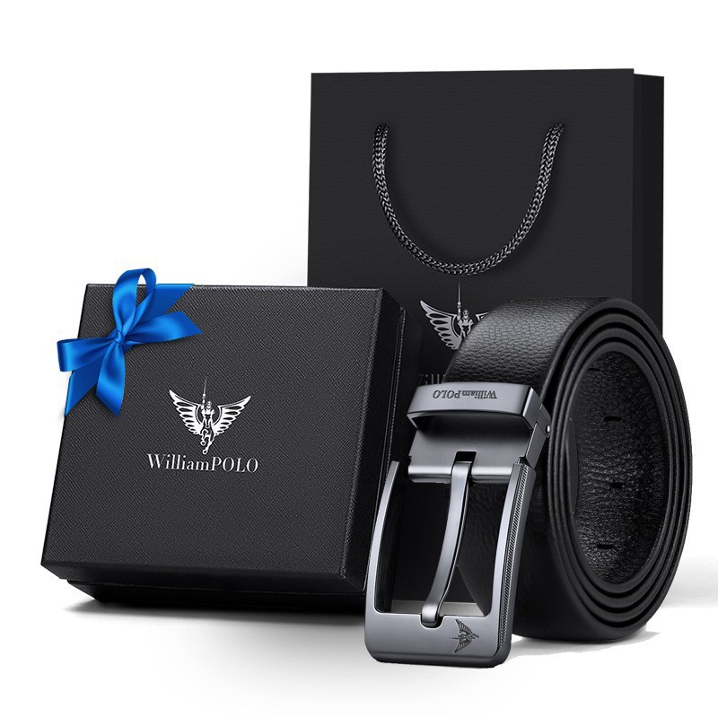 Cinturón Emperor Paul para hombre, cinturón versátil de negocios de cuero genuino de alta gama, cinturón con hebilla de aleación para hombre, producto genuino.