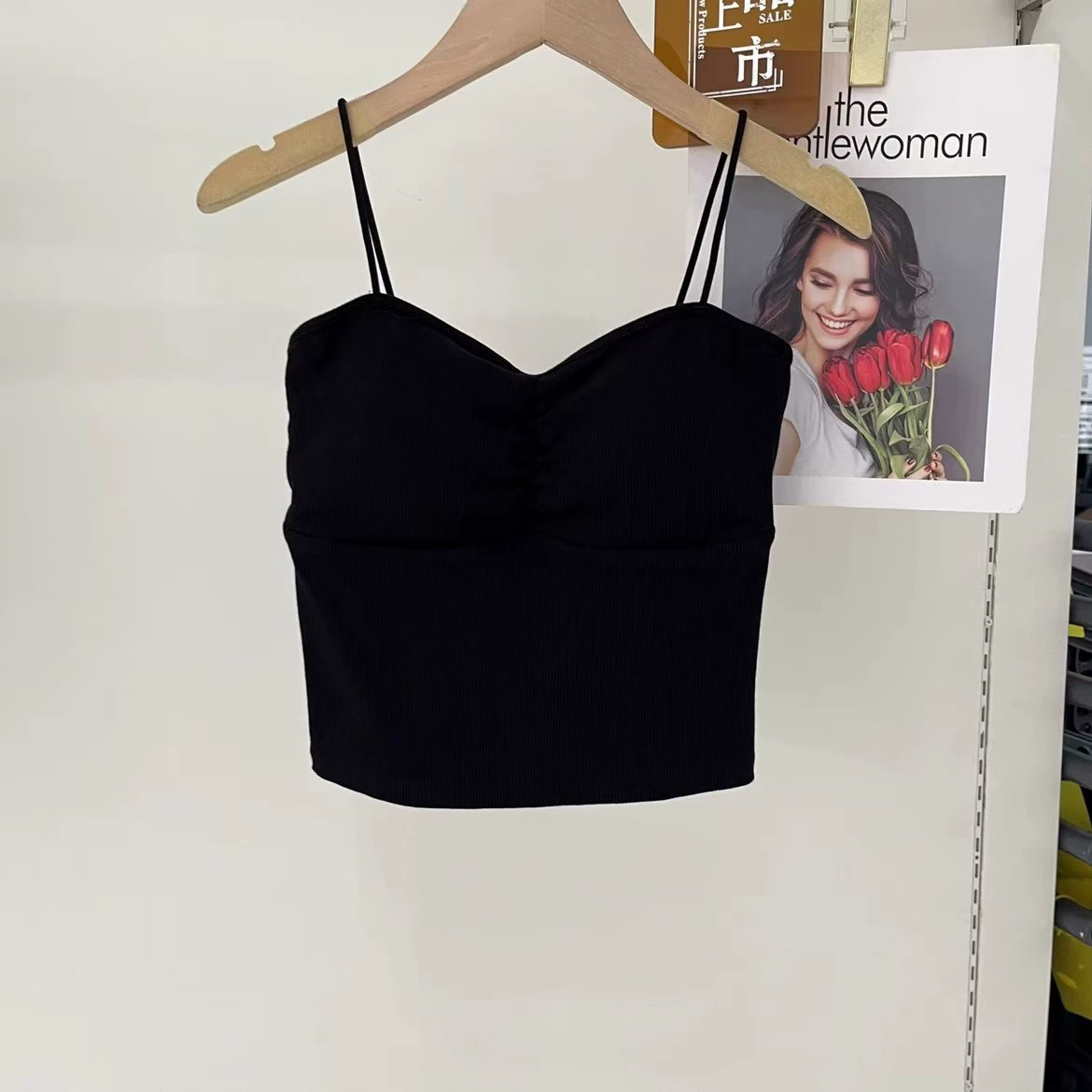 Top with cups, straps, vest, beautiful back, strap bra