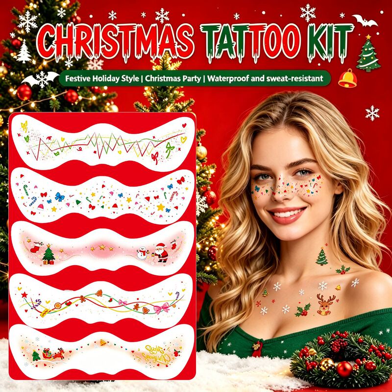 Christmas face stickers, cross-border European and American face tattoo stickers, makeup stickers, holiday party temporary stickers wholesale Christmas face stickers, cross-border European and American face tattoo stickers, makeup stickers, holiday party temporary stickers wholesale
