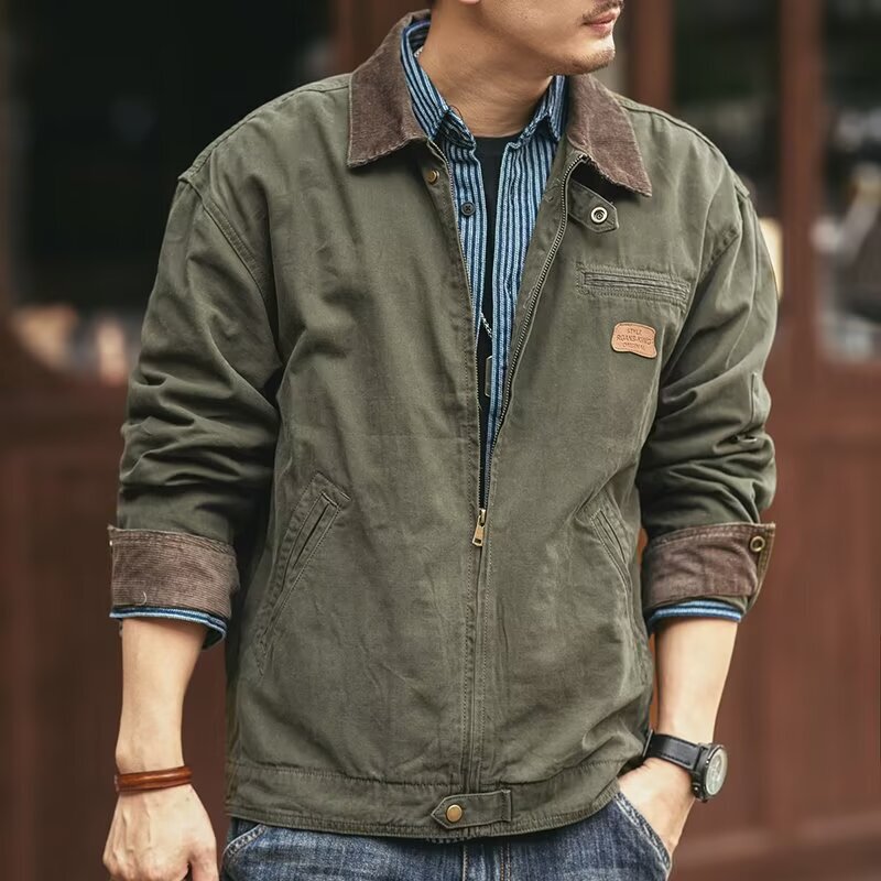 American Heavy Retro Work Jacket Men's Jacket Autumn Long Sleeve Loose Tough Guy Hunting Casual Outdoor Shirt Men American Heavy Retro Work Jacket Men's Jacket Autumn Long Sleeve Loose Tough Guy Hunting Casual Outdoor Shirt Men