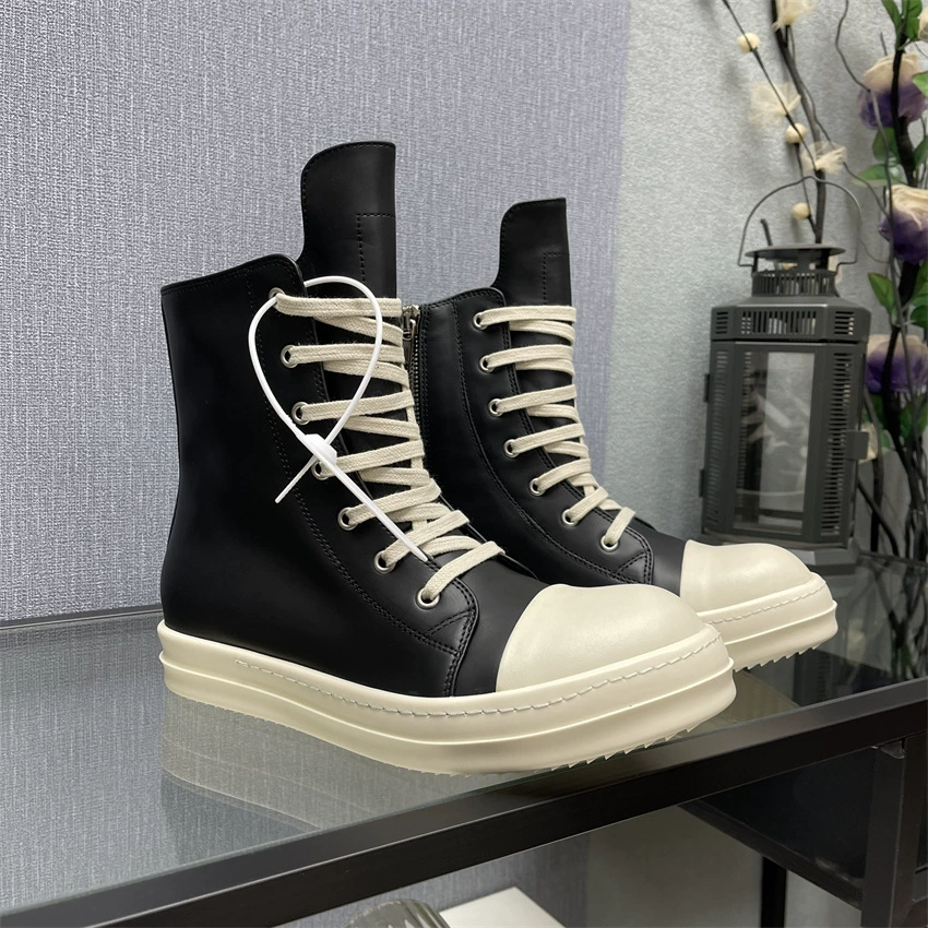 Заводская поставка ro высокие мужские туфли Four Seasons Board Toes повседневные короткие сапоги для пар из черной телячьей кожи уличная модная обувь