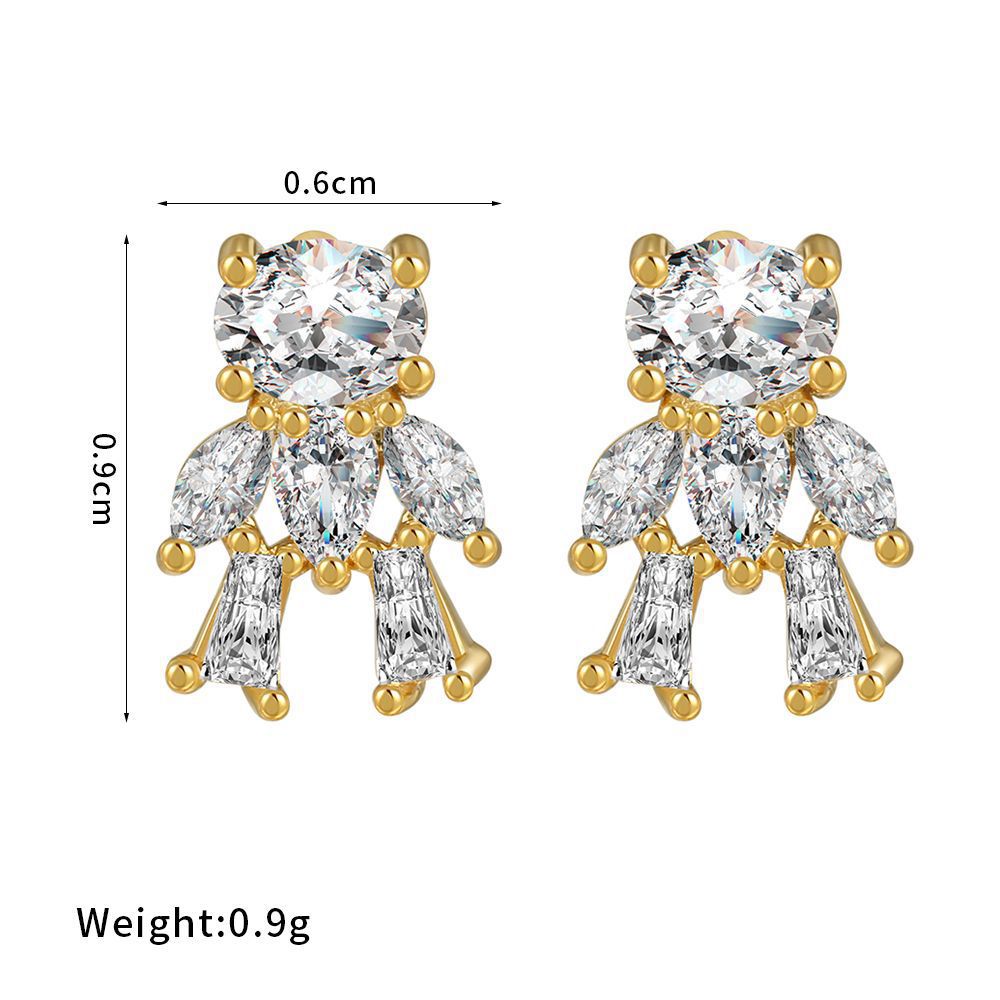 Cartoon Style Geometric Inlay Alloy Zircon Earrings display picture 3