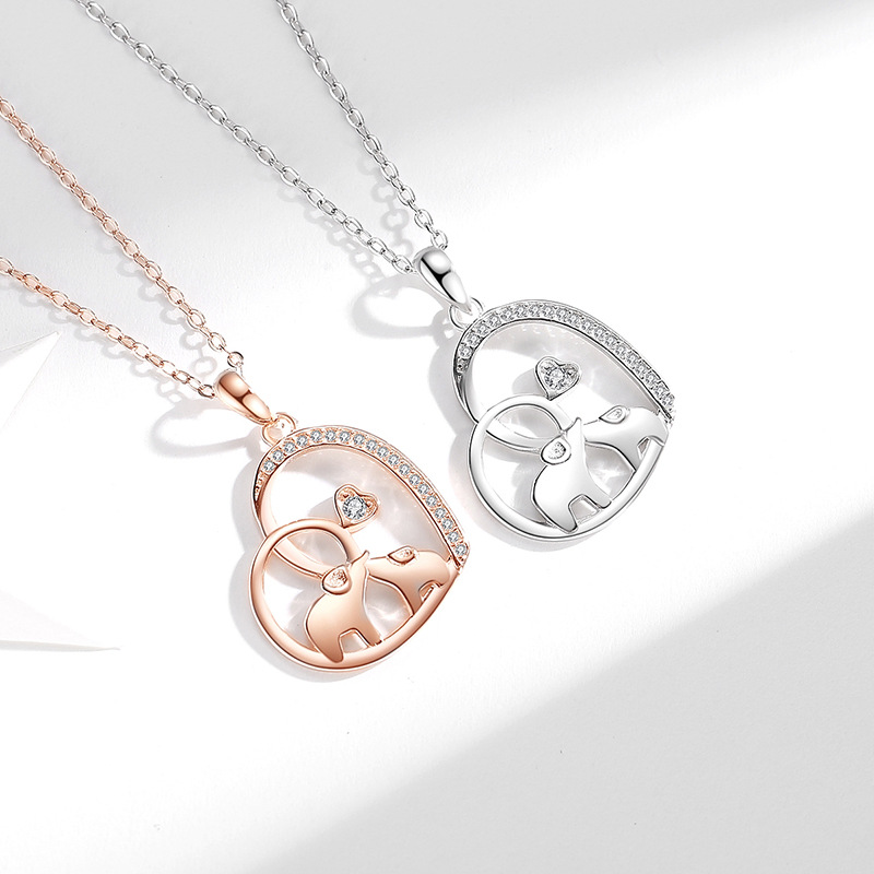 S925 plata esterlina lindo animal elefante collar femenino europeo y americano viento transfronterizo moda ol antiguo Joker colgante exagerado collar