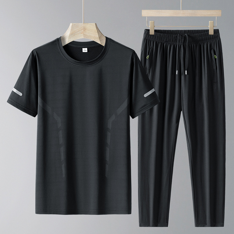 Papá, traje de verano, traje casual, hombre, delgado, hombre de mediana edad, pantalones de manga corta, traje de deportes de secado rápido de mediana edad