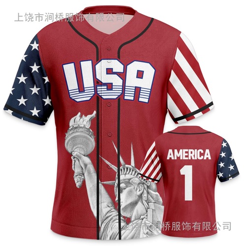 Custom Flag Baseball Jersey 3D Print T-Shirt Baseball Apparel