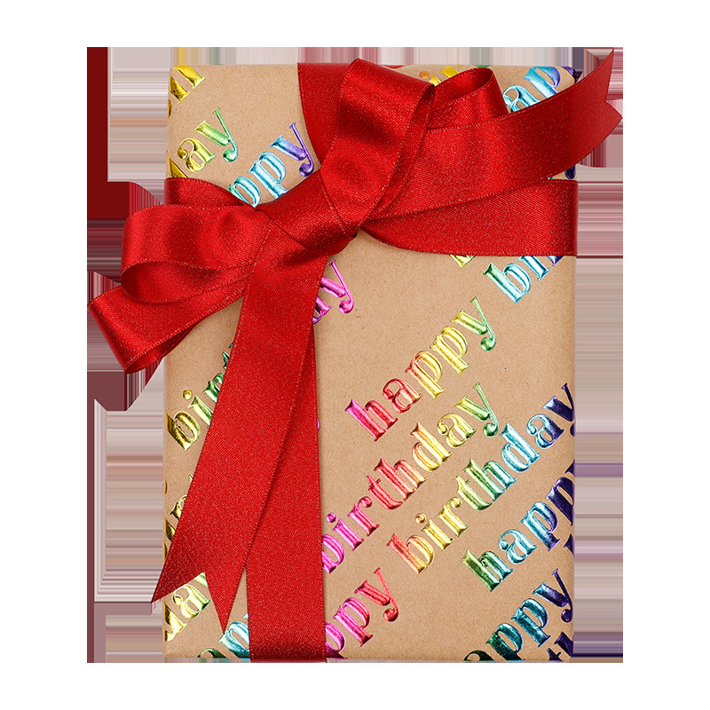 Transfronterizos para feliz cumpleaños, regalo de San Valentín, papel de embalaje de alto nivel, estampado concavo, rollo de kraft retro