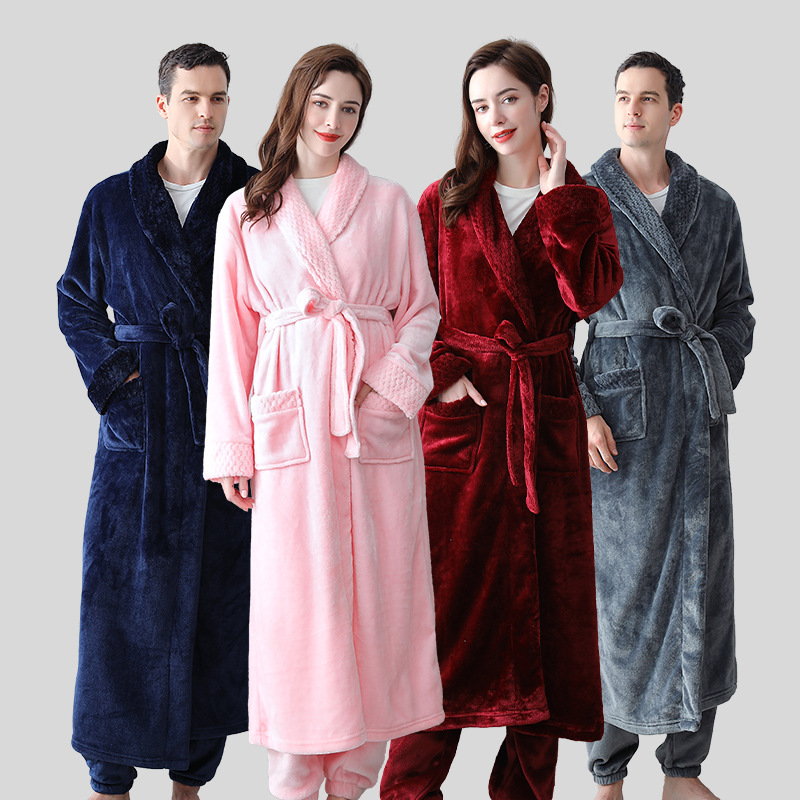 Autumn and winter couple pajamas coral f...