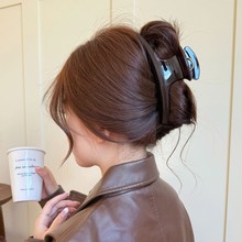 巧克力色系~气质简约镂空抓夹一字大号鲨鱼夹高级感日韩优雅发抓