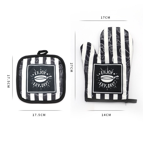 Thickened Kitchen Insulating Gloves, High-Temperature Printable Anti-Scald Gloves, Baking Oven Microwave Gloves Set, Cross-Border