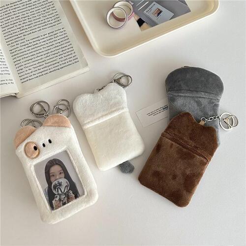 Original ins style cute puppy and cat plush card holder Korean campus meal card idol card photo display pendant