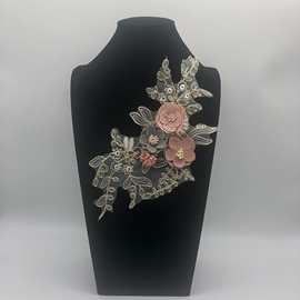 DIY白金立体花朵贴花网纱刺绣 汉服旗袍婚纱帽饰牛仔礼服辅料朵花