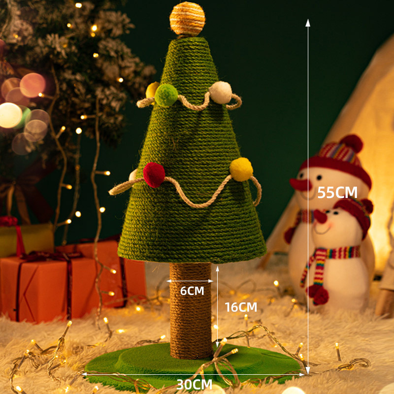 クリスマス猫クライミングフレーム、猫の巣、猫の木、冬用ベルベット猫フレーム、小型、スペースをとらない、サイザル麻の耐摩耗性猫スクラッチポール|undefined