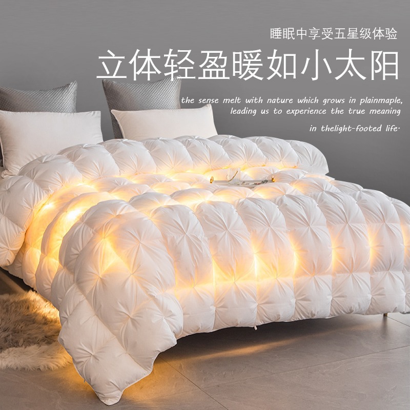 綿100%の羽毛布団、95%の白いガチョウの羽毛を使用した冬用布団、春秋用布団、厚手で暖かいダブルサイズの布団、五つ星ホテル基準