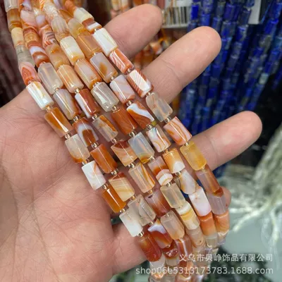 Zərgərlik ara hissələri wholesale - 14orange-persian-gulf-agate-8x11mm-pillar-beads-approx-15-beads-per-strand-short-style